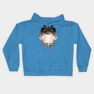 CAT SPYING DOGS Kids Hoodie